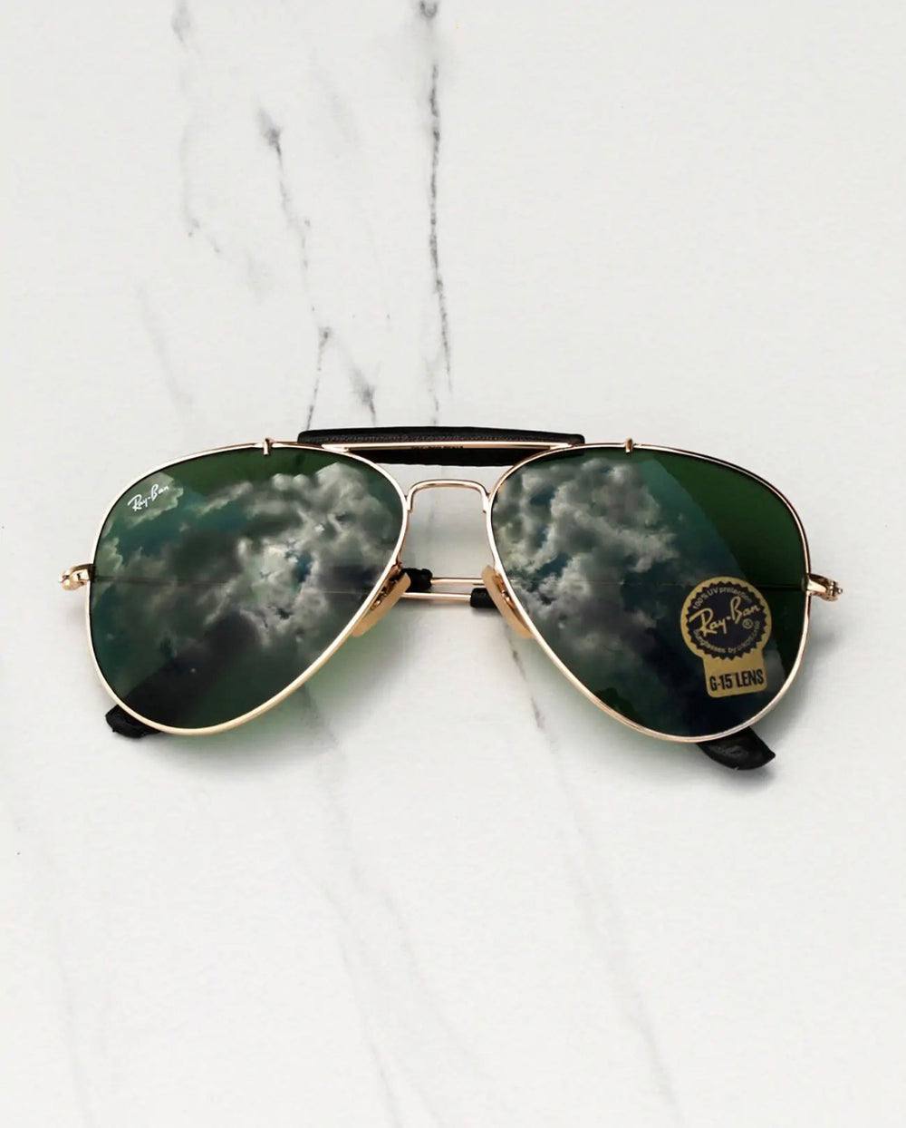 Araybana Aviator Rb 3422 Leather Gold Green