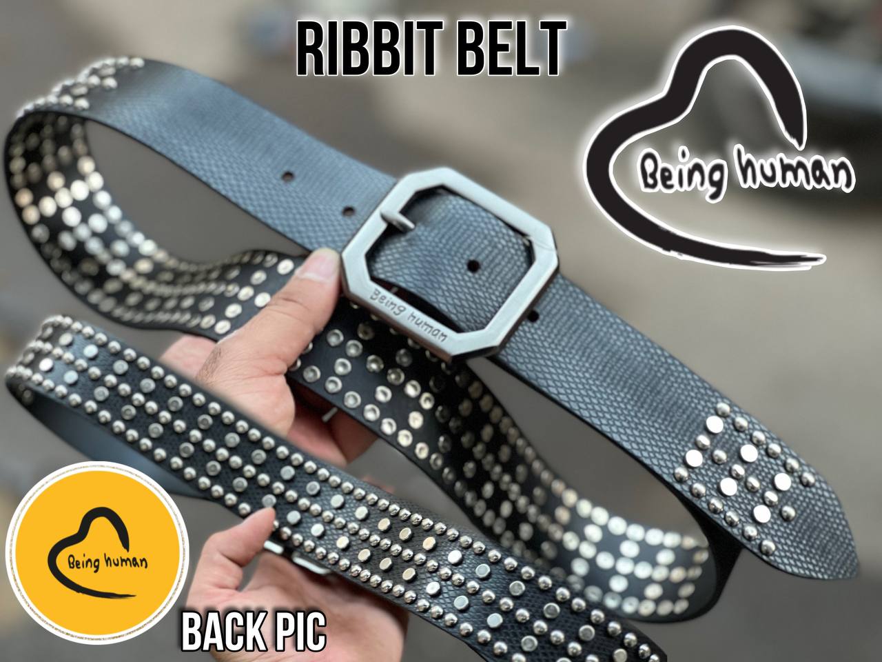 Abeing Humana Original Leather Quality Ribbit Belt Round Ribbit Mix