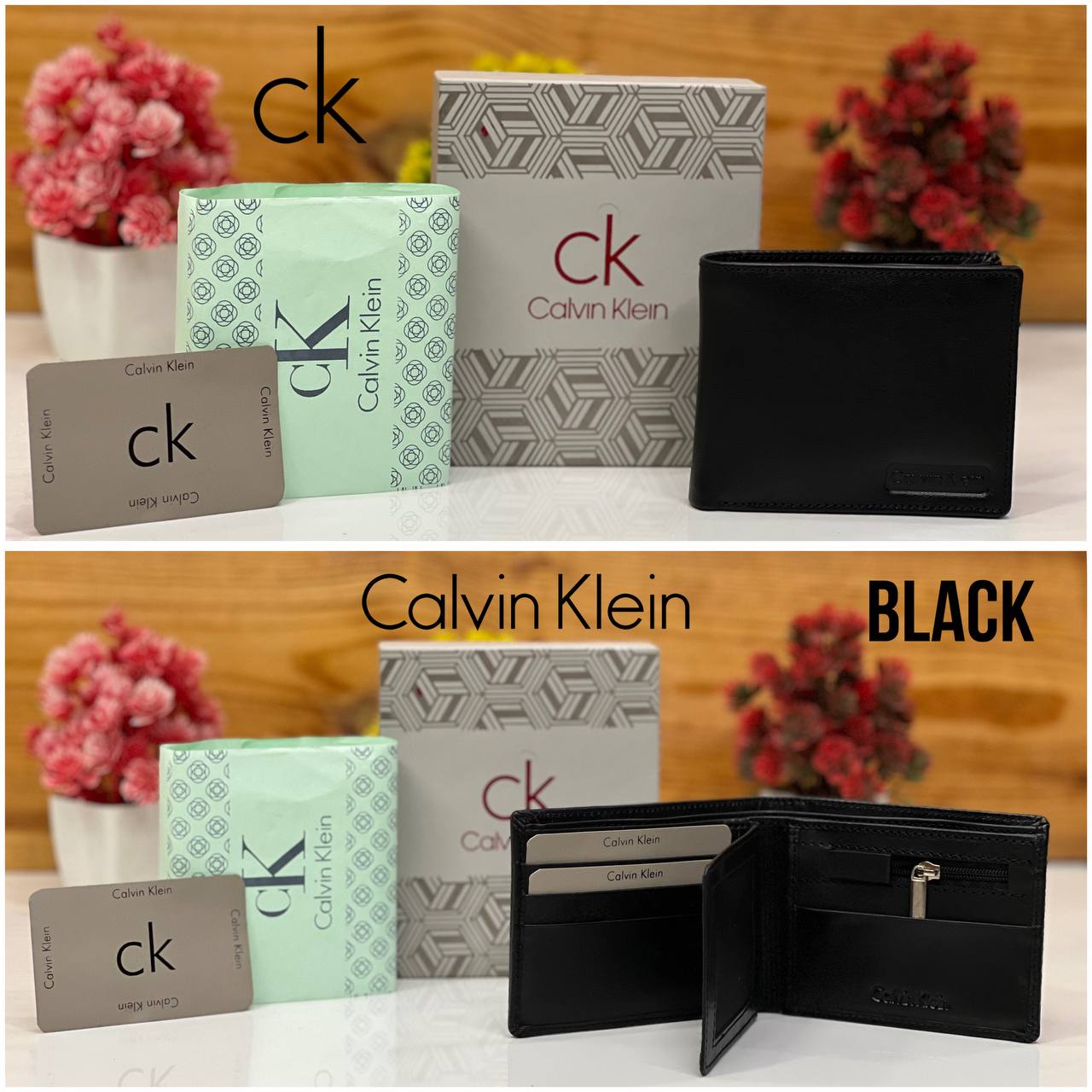 Acalvin Kleina Genuine Leather Wallet Ck Color Black