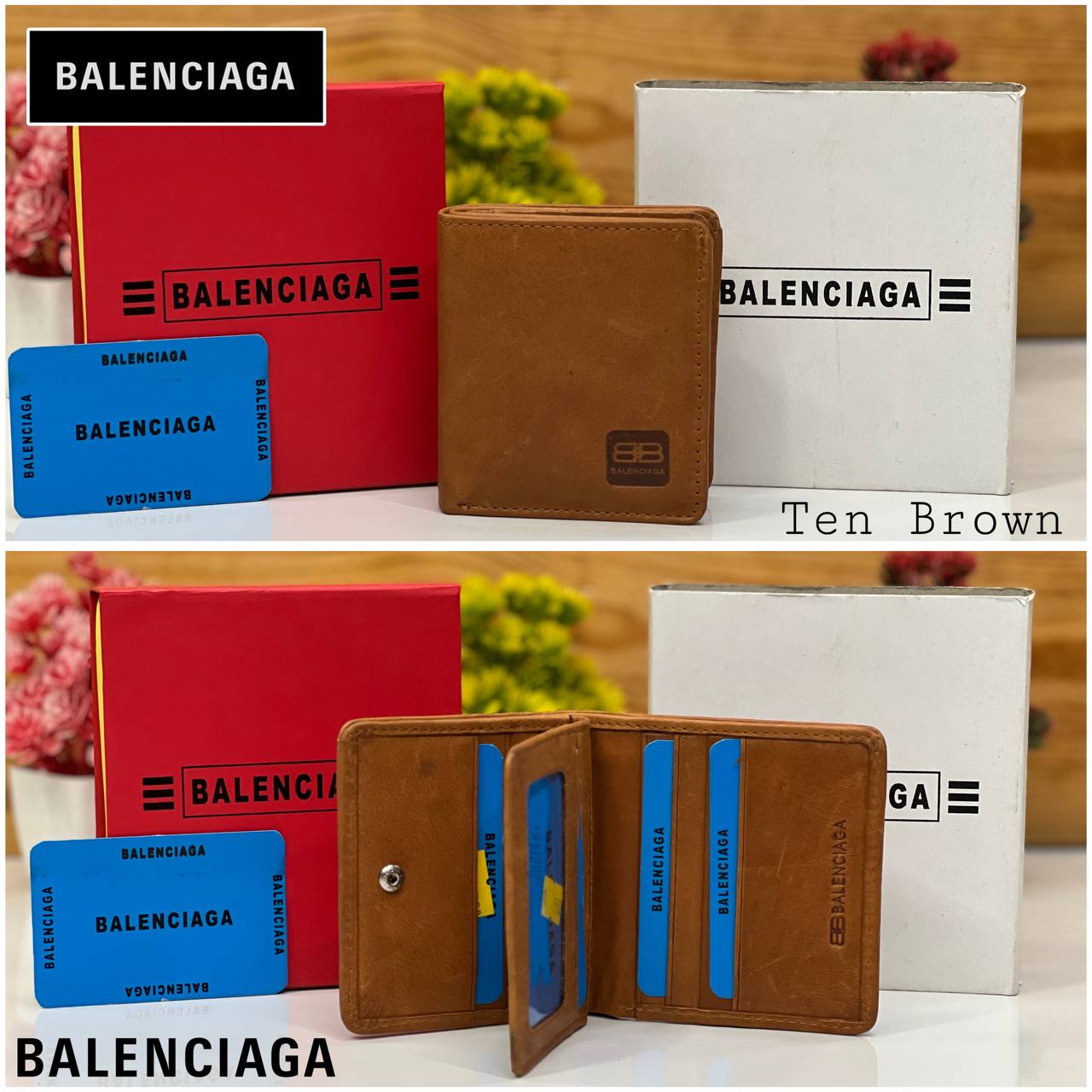 Abalenciagaa Genuine Leather Wallet Color Ten Brown