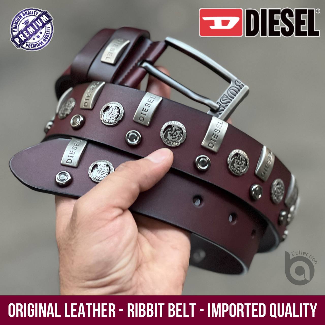 Adiesela Original Leather Ribbit Belt Very Premium Imported Quality Cherry 4