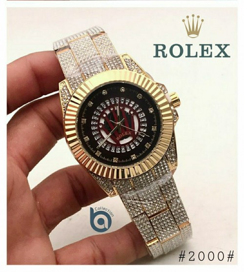 Arolexa Diamond T1822 Gold  Brown Dial Quartz Date