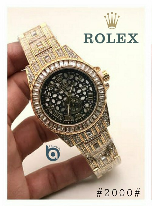 Arolexa Diamond Oyster Datejust Gold Black Quartz