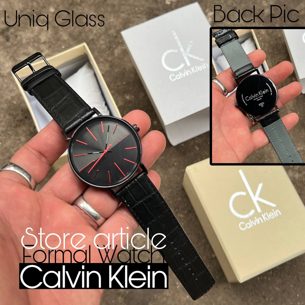 Acalvin Kleina K7Y21T Formal Watch Black Belt Quartz Red