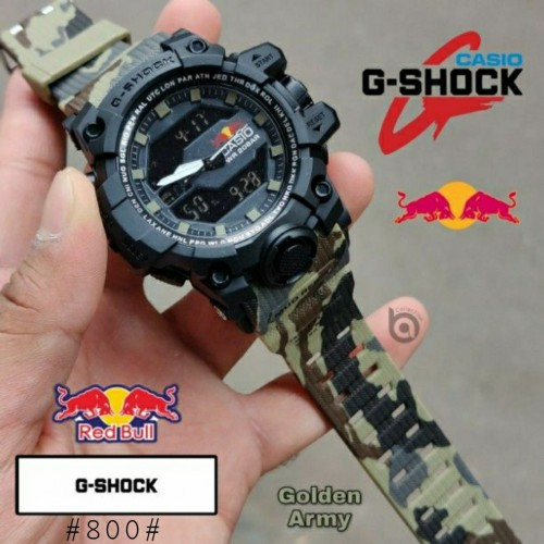 Acasio G-Shocka Red-Bull Gold Army - Digital And Quartz