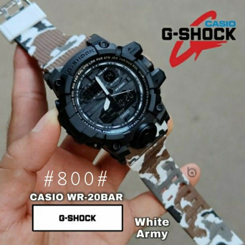 Acasio G-Shocka Wr 20Bar White Army  Digital And Quartz