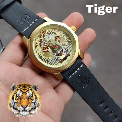 Anepica Tiger Dial Gold - Black Belt Quartz