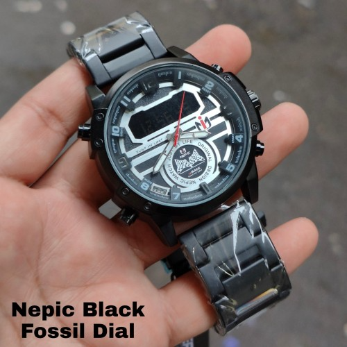 Anepica N8838 Chain Full Black Afossila Dial Digital And Quartz