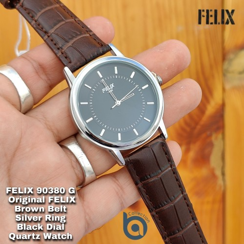 Afelixa 90380 G Brown Belt Black Dial Silver Ring Quartz