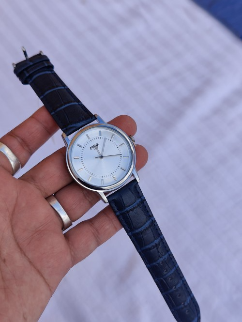 Afelixa 90380 G Blue Belt White Dial Silver Ring Quartz