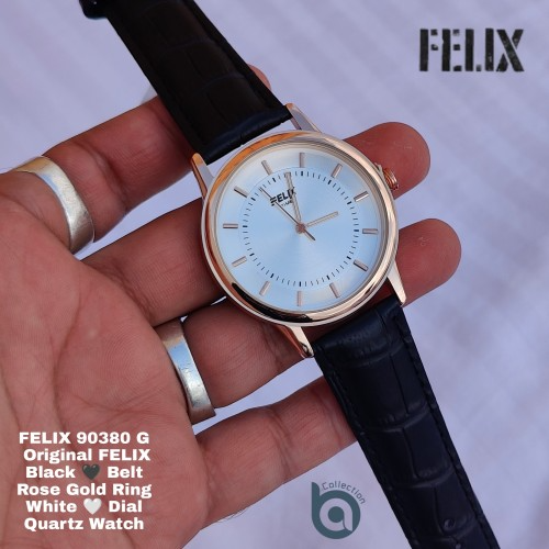 Afelixa 90380 G Black Belt White Dial Rose Gold Ring Quartz