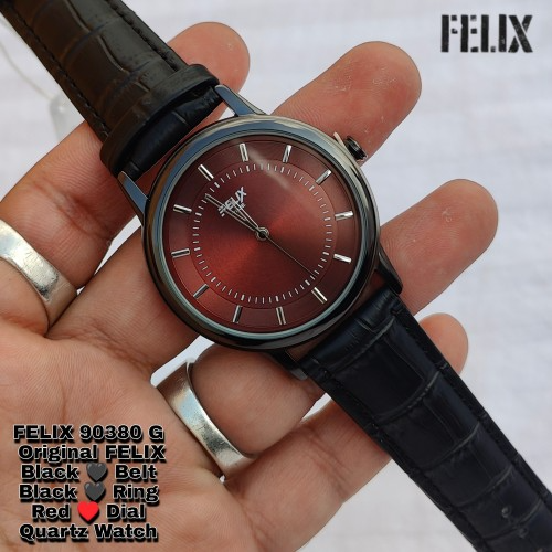 Afelixa 90380 G Black Belt Red Dial Black Ring Quartz