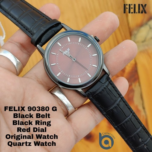 Afelixa 90380 G Black Belt Red Dial Black Ring Quartz