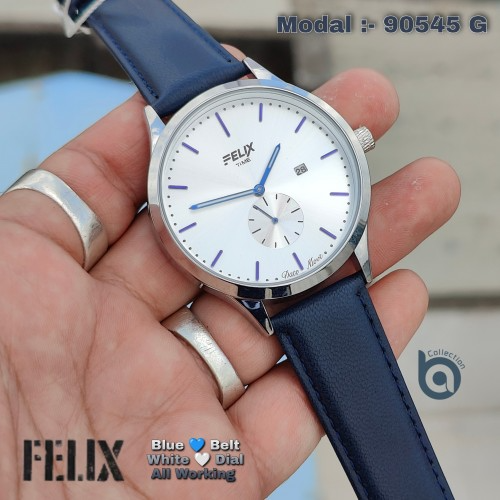 Afelixa 90545 G Belt Blue White Dial Silver Ring All Working  Quartz