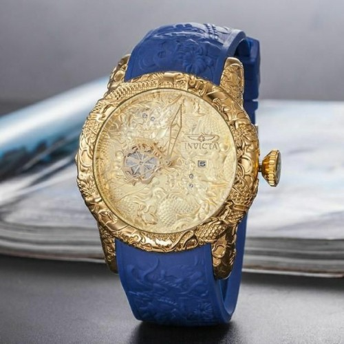 Ainvictaa Date Working Big Dial Belt Blue Gold