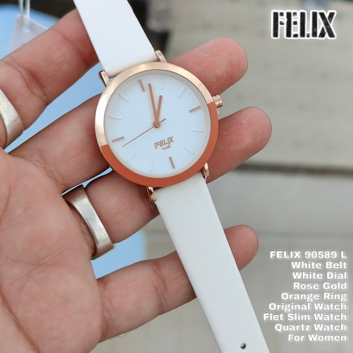 Afelixa 90589 L White Belt White Dial Rose Gold Ring Quartz 