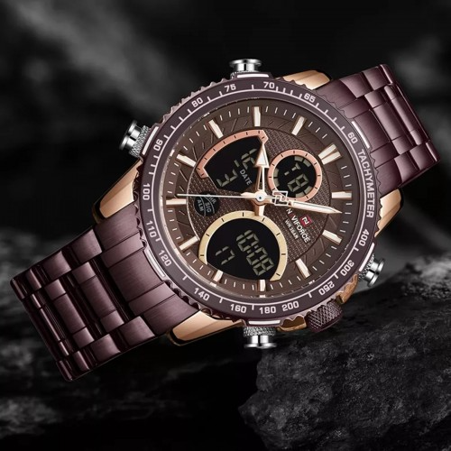 Anaviforcea Nf 9182 Chocolate Brown Digital And Quartz Premium